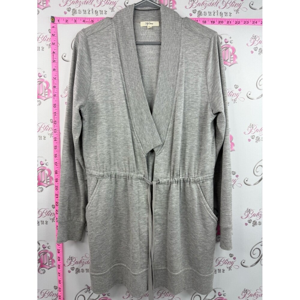 Peyton primrose cardigan grey tie up Light Gray Shawl Cardigan with Tie Waist